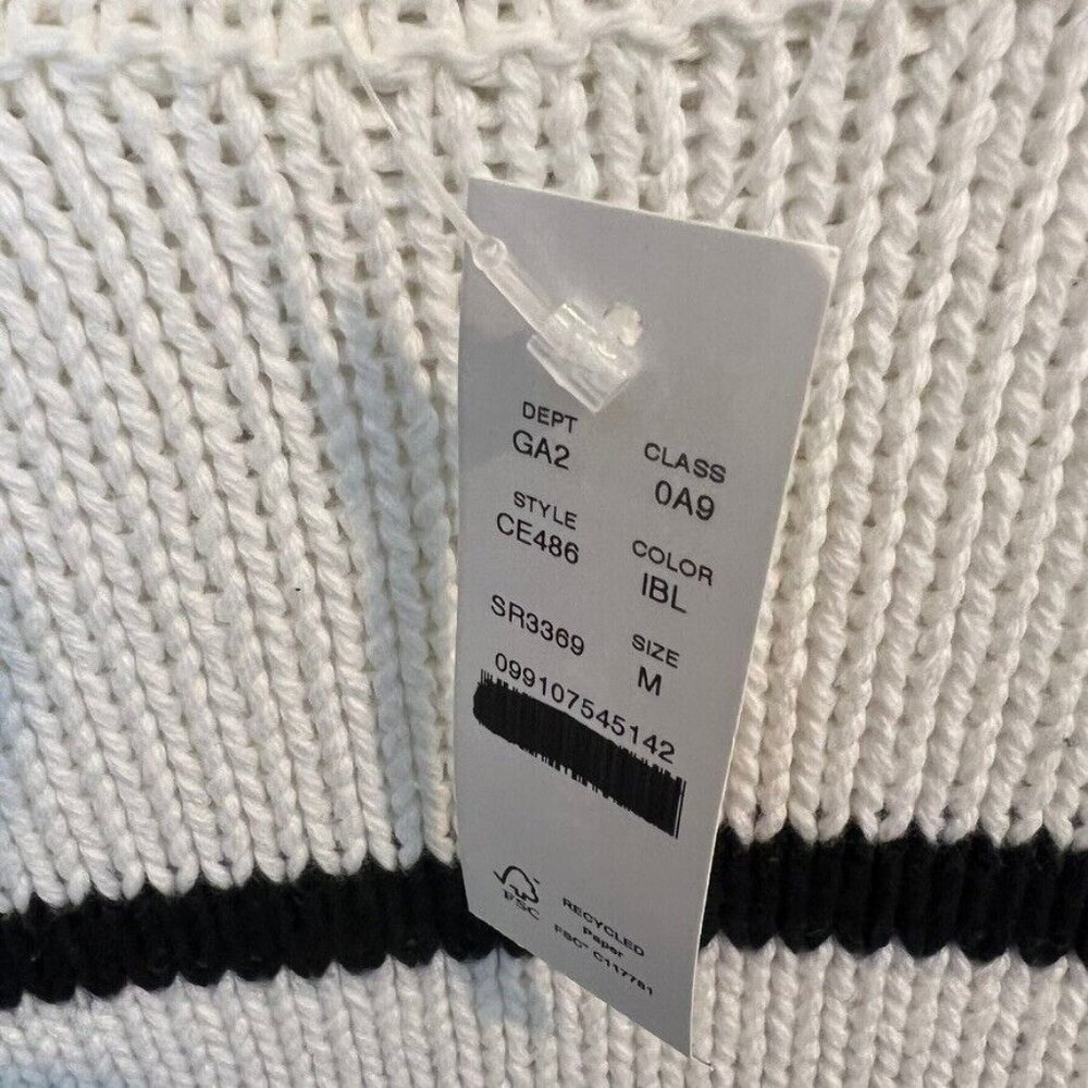J.Crew $90 Heritage cotton Rollneck™ sweater in stripe Ivory Black Size M CE486 - Picture 7 of 8